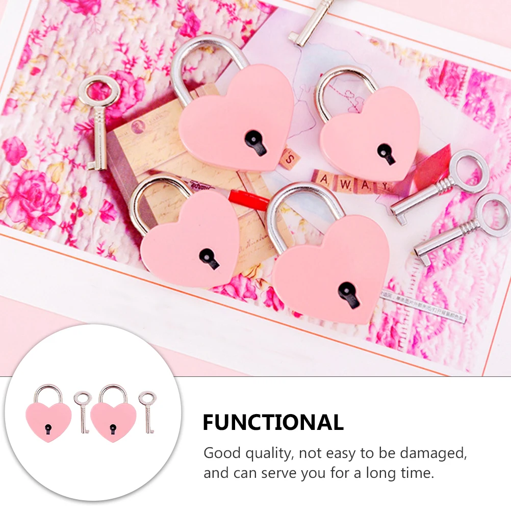 

2pcs Portable Mini Lock Heart-Shaped Durable Padlock Small Security Luggage Drawer Suitcase Cabinet Door Hardware