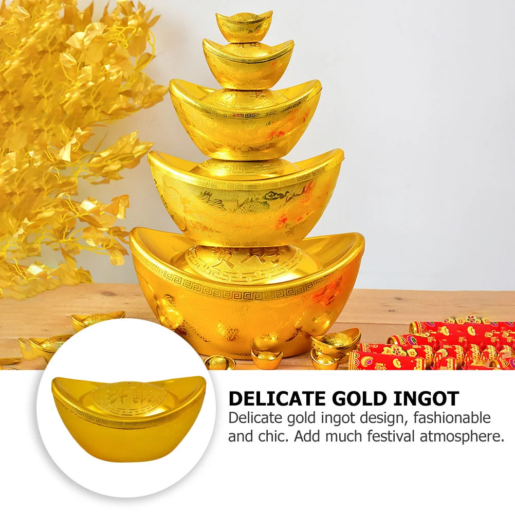 12 Pcs Ingot Ornament Toy Gold Household Plastic Stage Performance Supplies Simulation Plaything Office