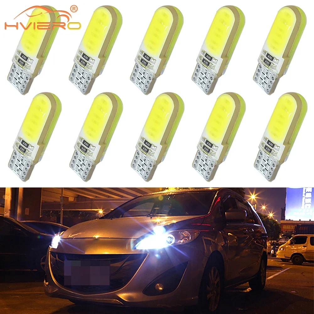 10Pcs Car LED Width Light Silicone 2SMD Turn Signal COB W5W 12V Wedge Tail Box Reading Sign Modification Multiple Colors Choies