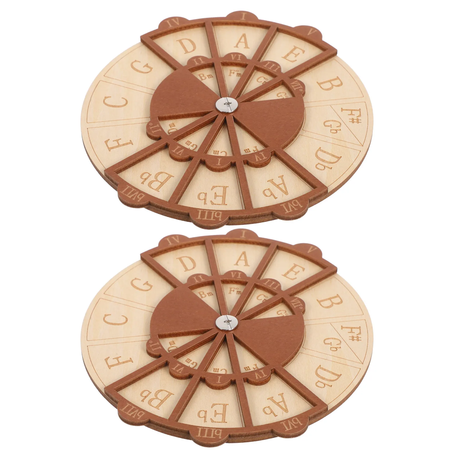 2Pcs Circle of Fifths Wooden Music Theory Wheel Guitar Practice Tool Piano Accessory Portable Circle of Fifths Tool view 4