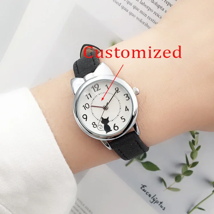 

New 2025 Women's Waterproof Watch Cute Adorable Cat Design Simple Electronic Quartz Timepiece Customizable