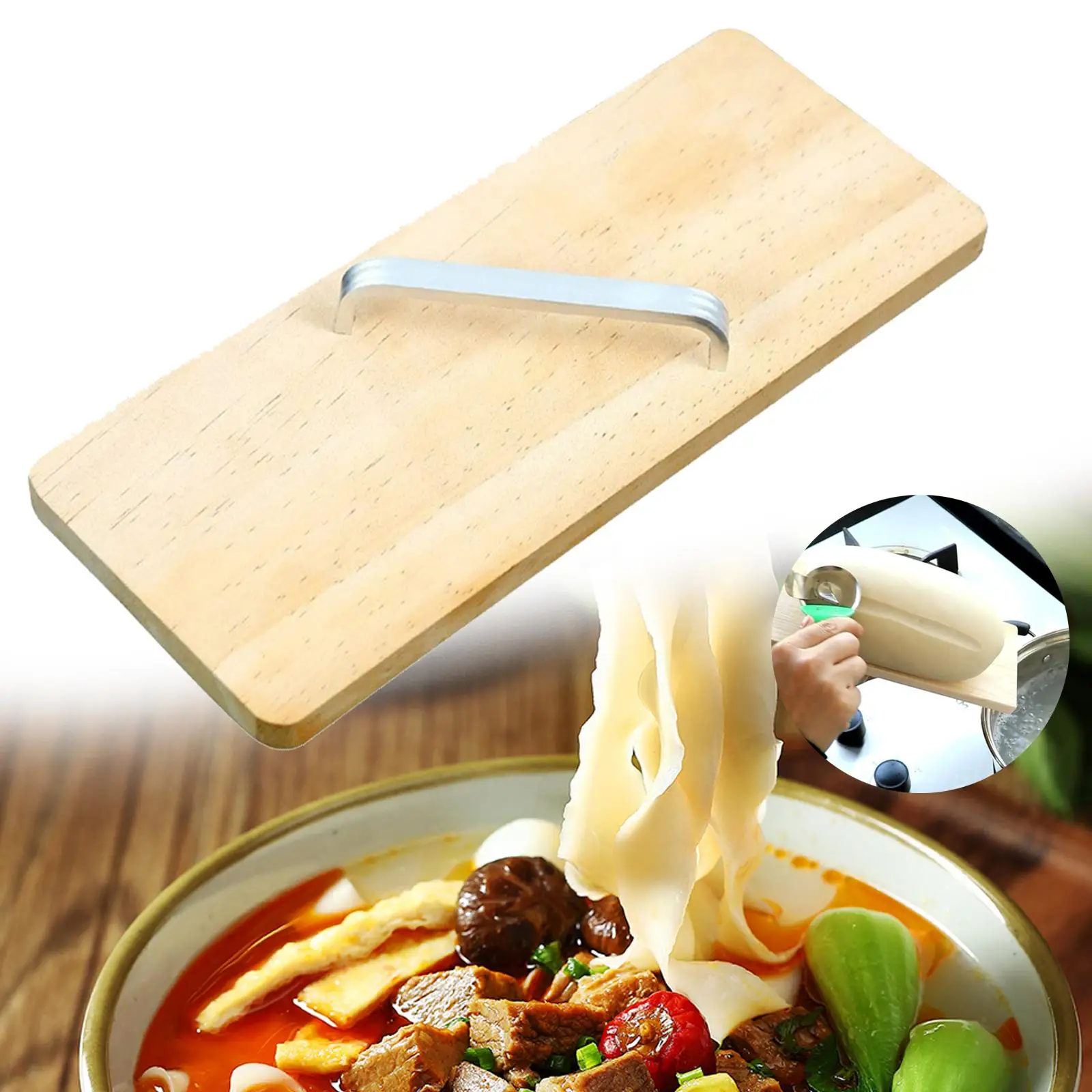 Noodles Cutting Board with Handle Dough Cutting Board Noodle Maker Board Wood Board for Kitchen Home Cooking Restaurant Serving