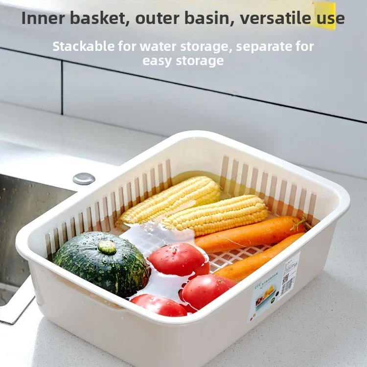 kitchen-plastic-double-layer-hollow-rectangle-fruit-storage-basket-drainage-basket-vegetable-washing-basket-style-design