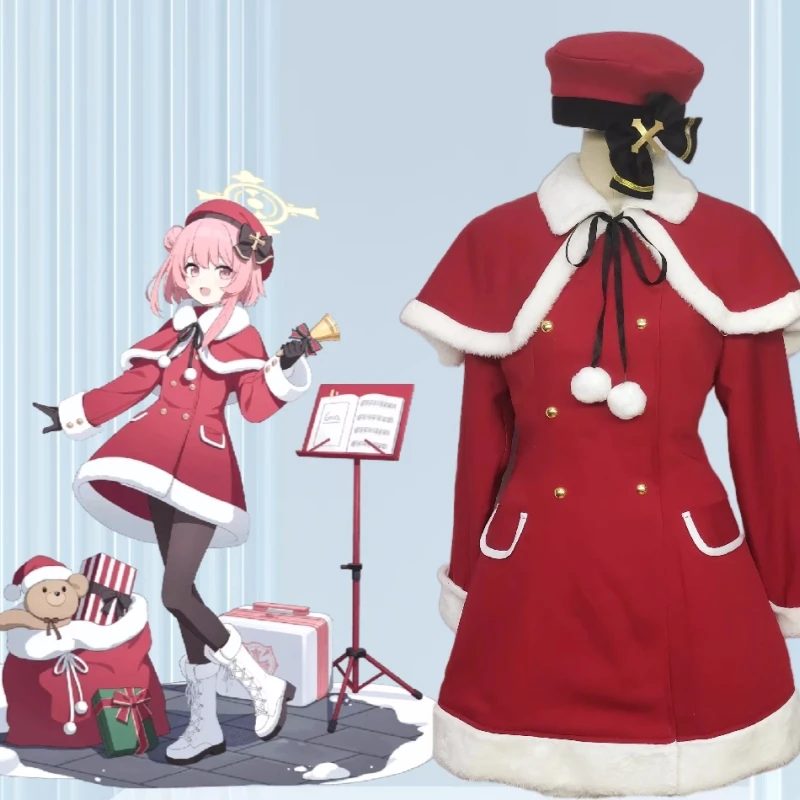 Anime Game Blue Archive Sumi Serina Cosplay Costume Lovely Nurse Red Dress Christmas Halloween Party Role Play Outfit