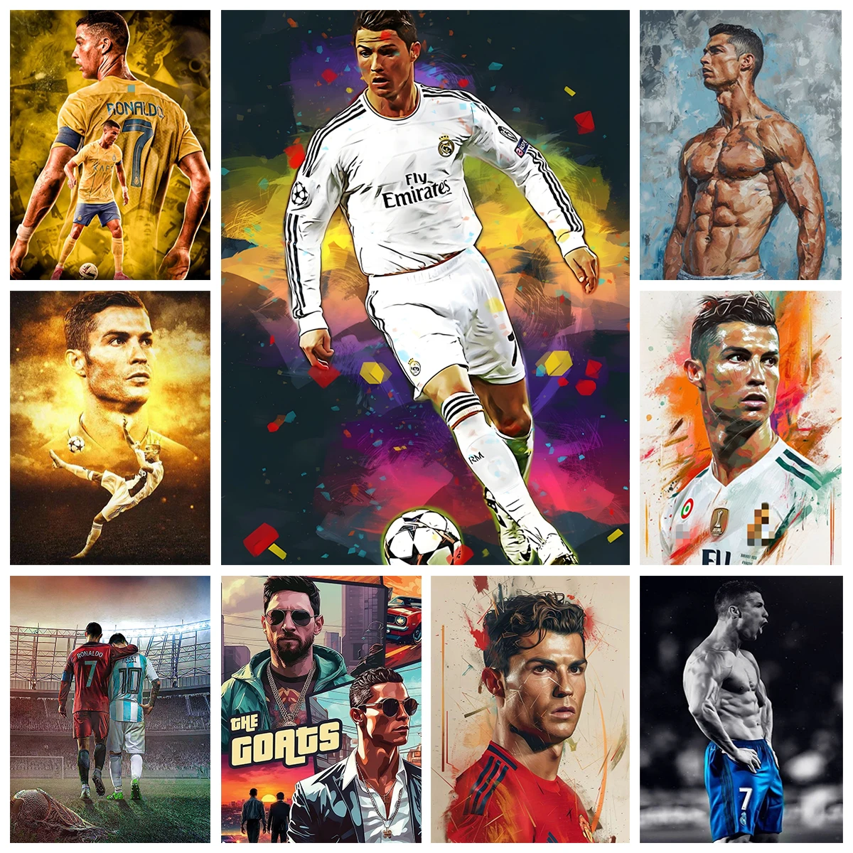 C-CR7 DIY Diamond Painting Football Sports Star Poster Diamond Embroidery Mosaic Oil Painting Home Decoration Fan Hand Gift