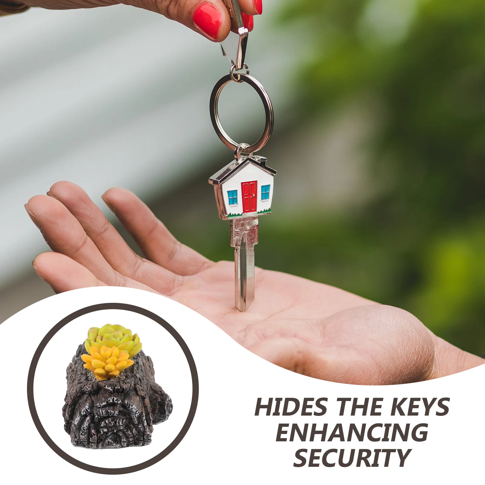 الراتنج الجذع مفتاح إخفاء صندوق تخزين الحديقة في الهواء الطلق حامل مخفي الزخرفية لصندوق تخزين حديقة الأمن #6