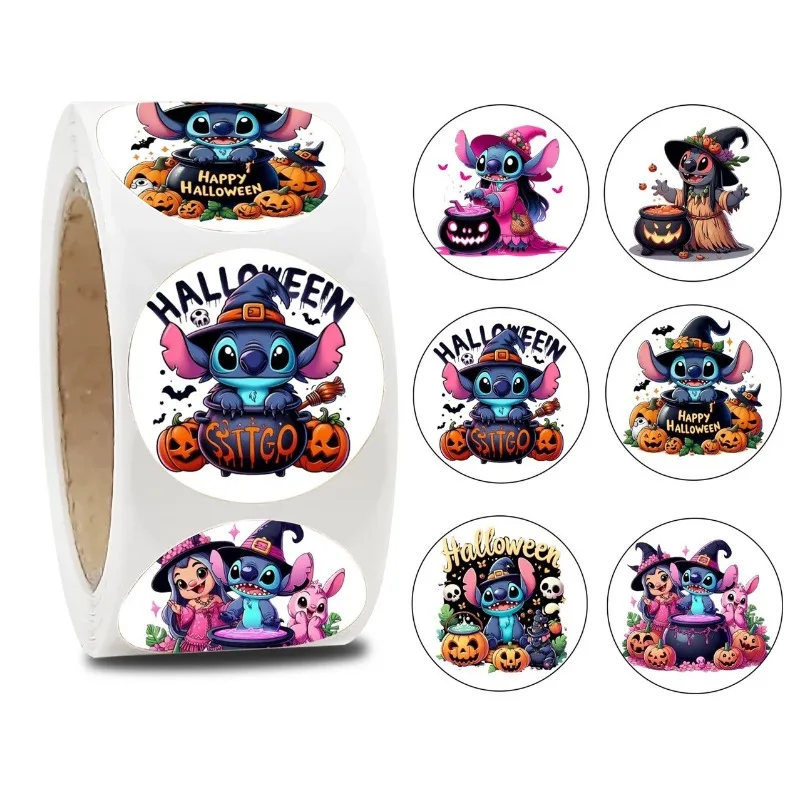 

Disney Stitch Stickers Angel Halloween Candy Gift Decoration Package Sealing Stickers Diary Cute Material Tape 500 Sheets 1 Roll