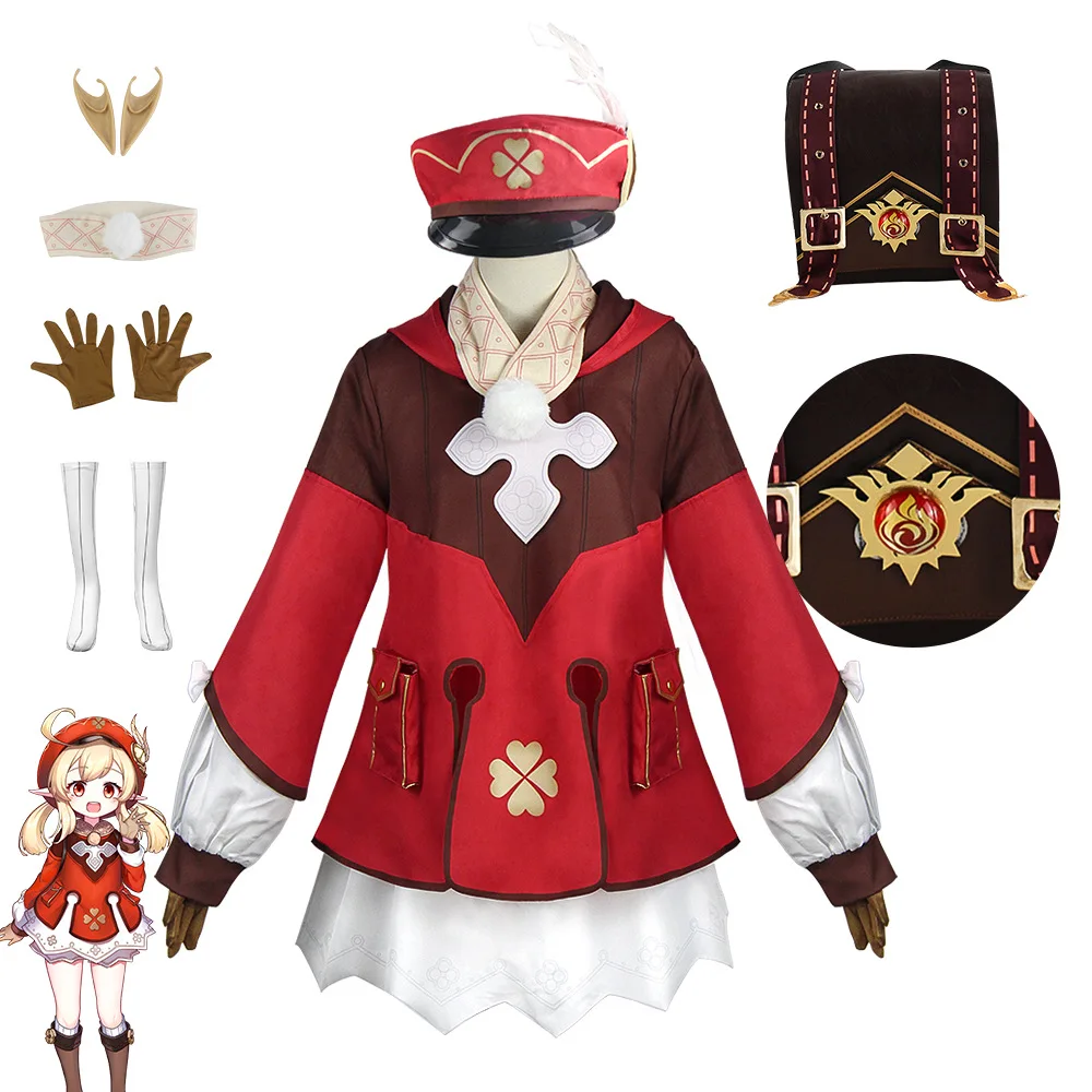 

Game Genshin Impact Klee Spark Knight Costumes Klee Cosplay Backpack women girls Cosplay Halloween Party Outfit Women Costumes