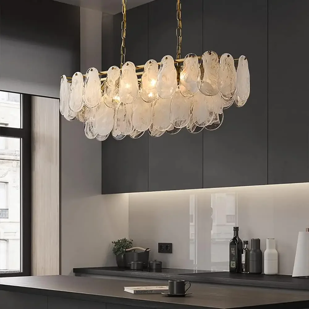 Nordic Luxury Pendant Lamp, Cristais de metal de vidro, Lustres LED, Sala de estar e sala de jantar Decoração, Luminária de teto suspensa