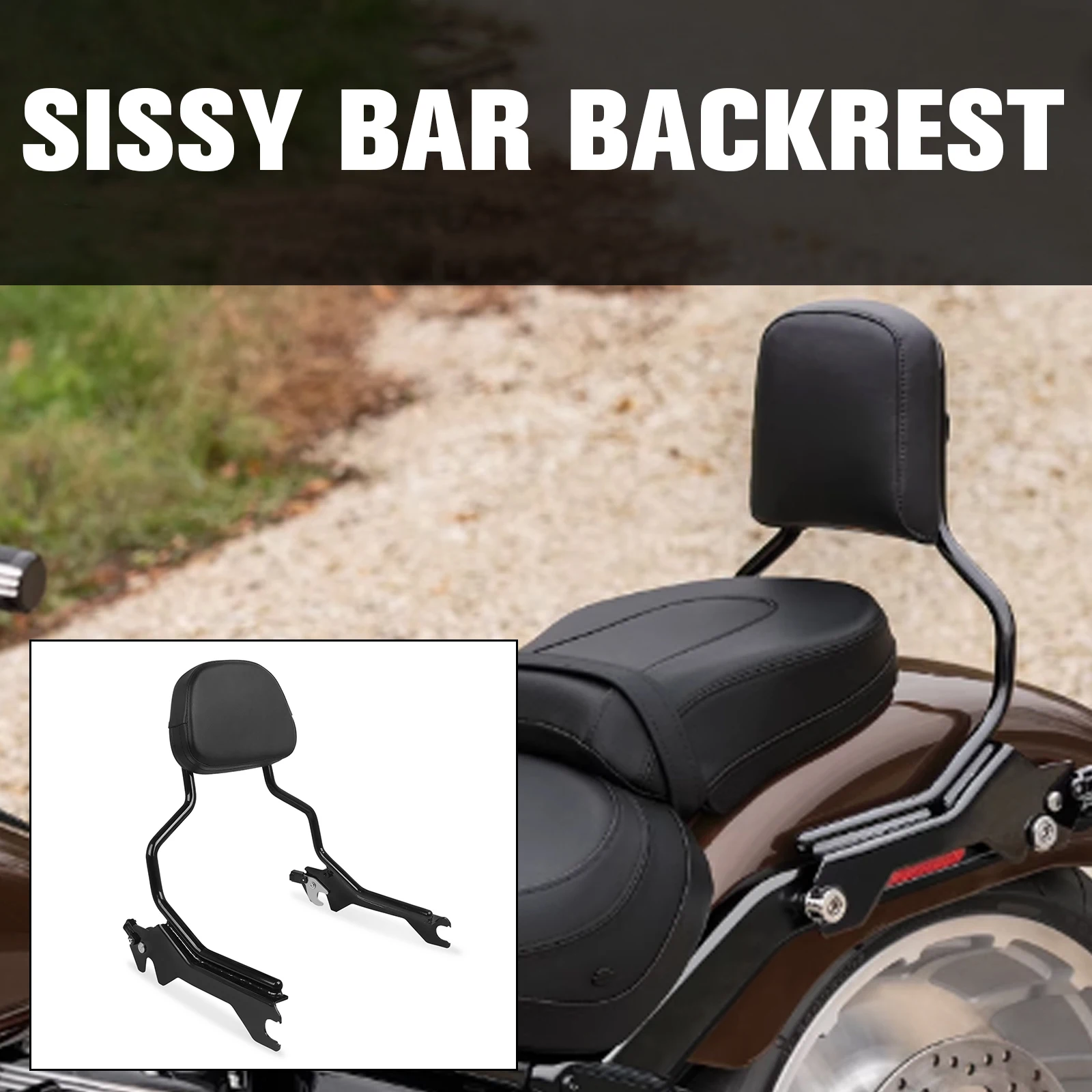 

Motorcycle Detachables Rear Sissy Bar Backrest Luggage Rack Pad Compatible With Fat Boy FLFB Breakout 114 FXBRS FXBR FLFB FLFBS