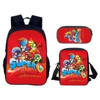 Super Zings-Juego de mochila de 3 uds., 40cm/15,7 pulgadas, mochilas escolares duraderas, bolso de hombro, estuche para lápices, bolsas para libros de ordenador, cumpleaños para niños