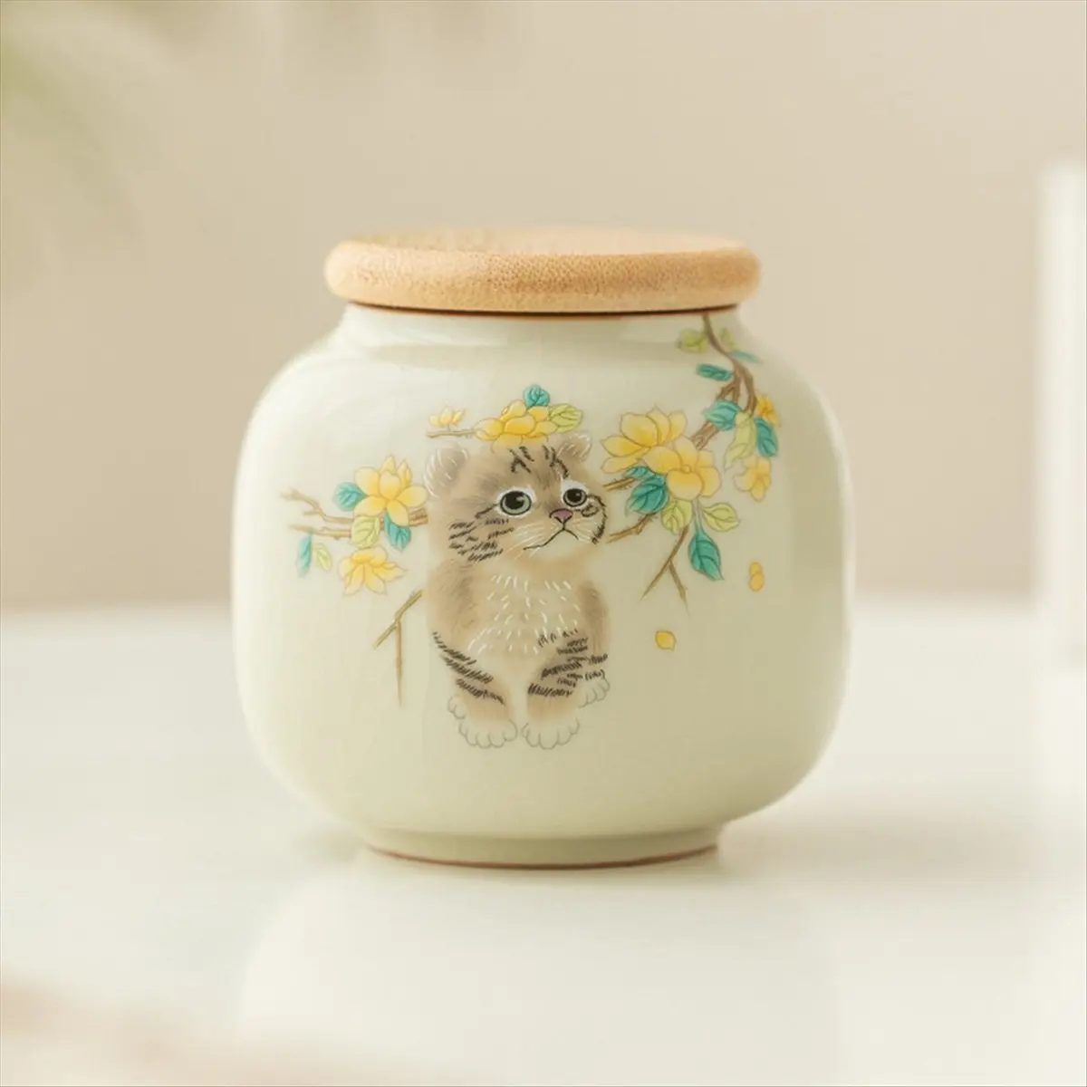 علبة شاي سيراميك 2026 + 9 أونصة مع غطاء محكم الغلق - جرة تخزين بتصميم رائع لشاي أوراق الشاي والقهوة ومنظم السكر