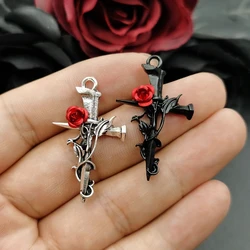 10pcs 38x23mm Zinc Alloy Charms Thorn Cross Sword Charms Pendants Designer Charms Fit Jewelry Making DIY Jewelry Findings