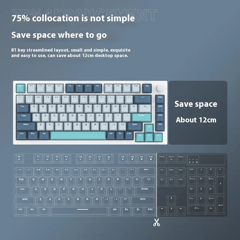Mechrevo Yao K570 Tri Mode Gasket Structure Potato Chip Shaft Hot Swap Save Space  81 Key Customized Mechanical Keyboard Gift