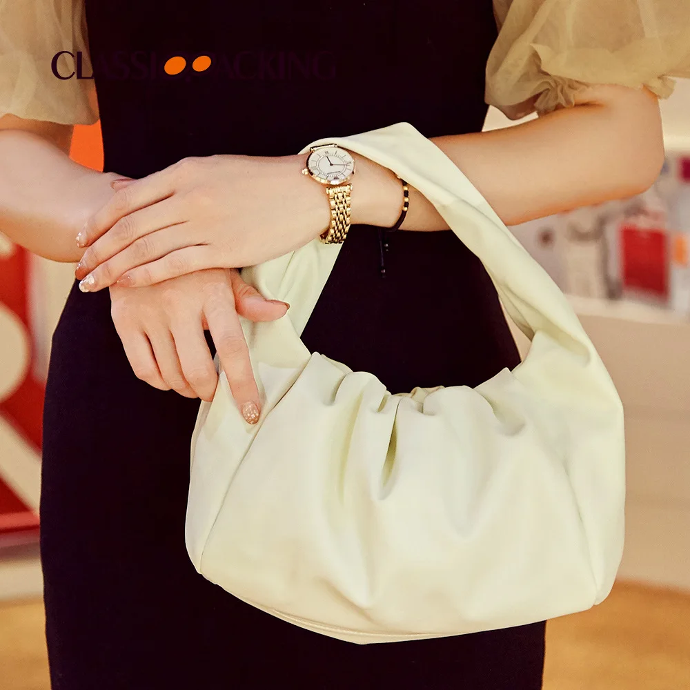 

New Womens Ruched Shoulder Bag Soft Satin Clutch Purse Elegant Evening Handbag for Party Wedding Daily