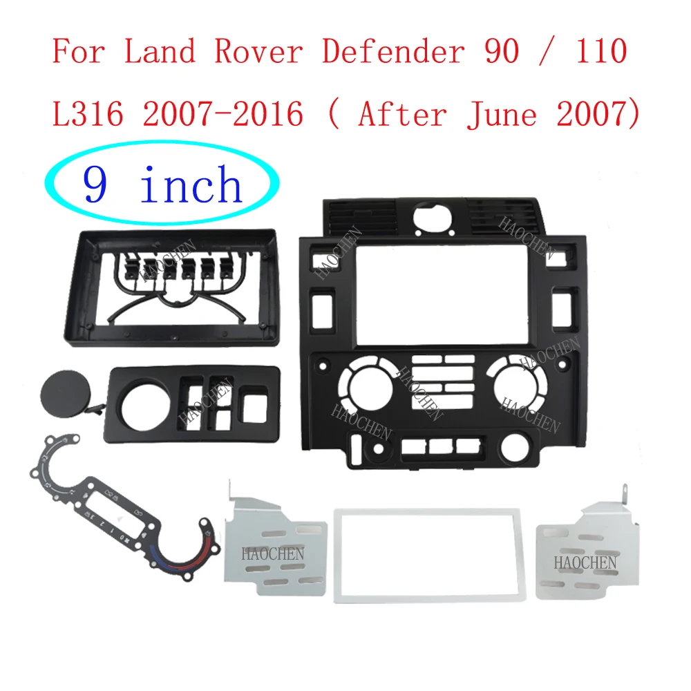 Double Din Car Fascia Radio Panel for Land Rover Defender 2007-2016 Dash Kit Install Facia Plate Bezel Console Adapter Trim