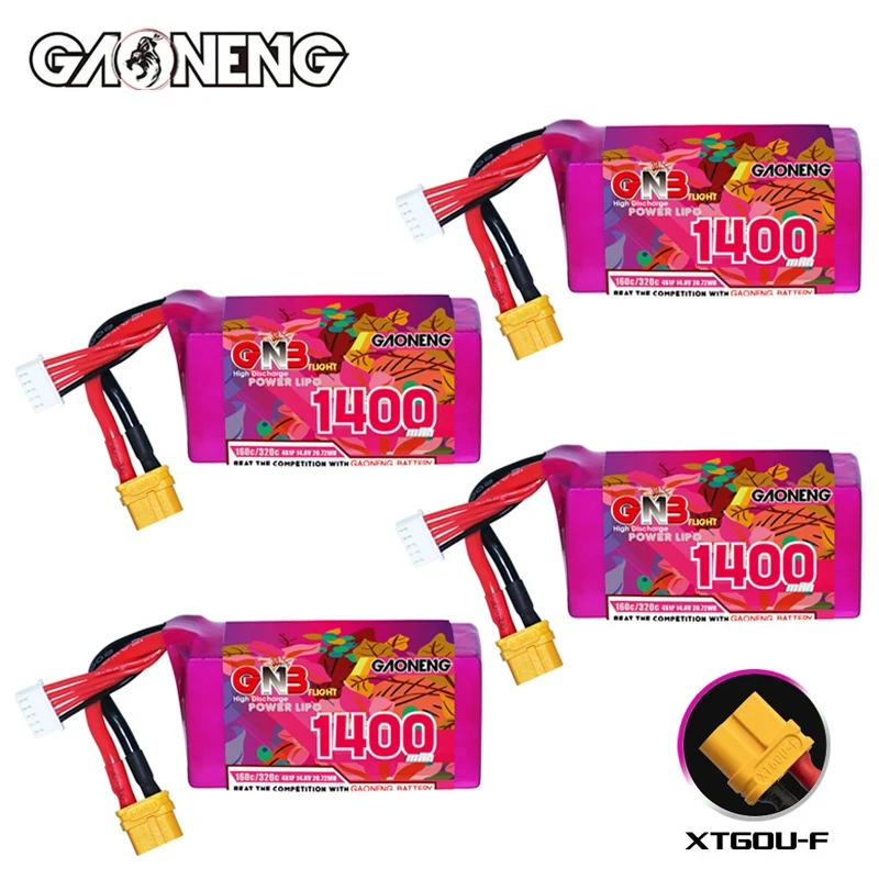 GNB LiPo Battery 4S 14.8V 1400mAh 160C/320C For Racing Drone Quadcopter Helicopter FPV Model Parts 14.8V Rechargeable Battery