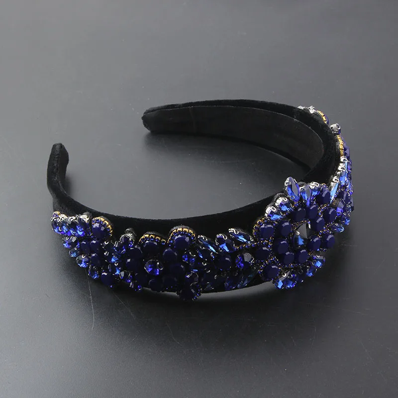 New Fashion Baroque Geometric Color Rhinestone Light Luxury Hair Hoop Ladies Prom Focus on Highlights Hair Accessories 939