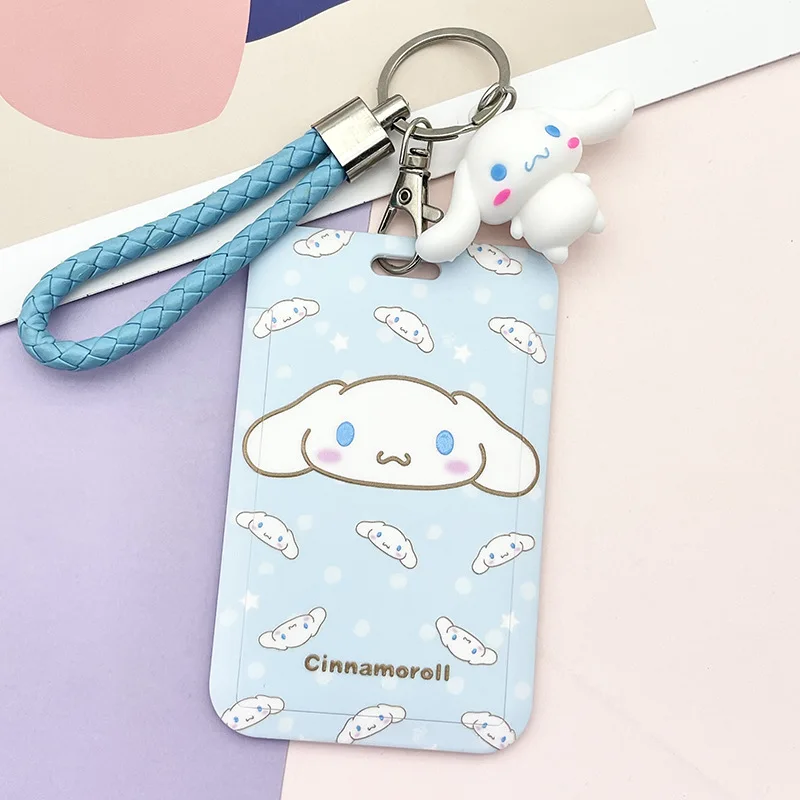 Kawaii sanrio olá kitty cinnamoroll kuromi minha melodia anime chaveiro pingente kt gato titular do cartão cordão titular do cartão para menina