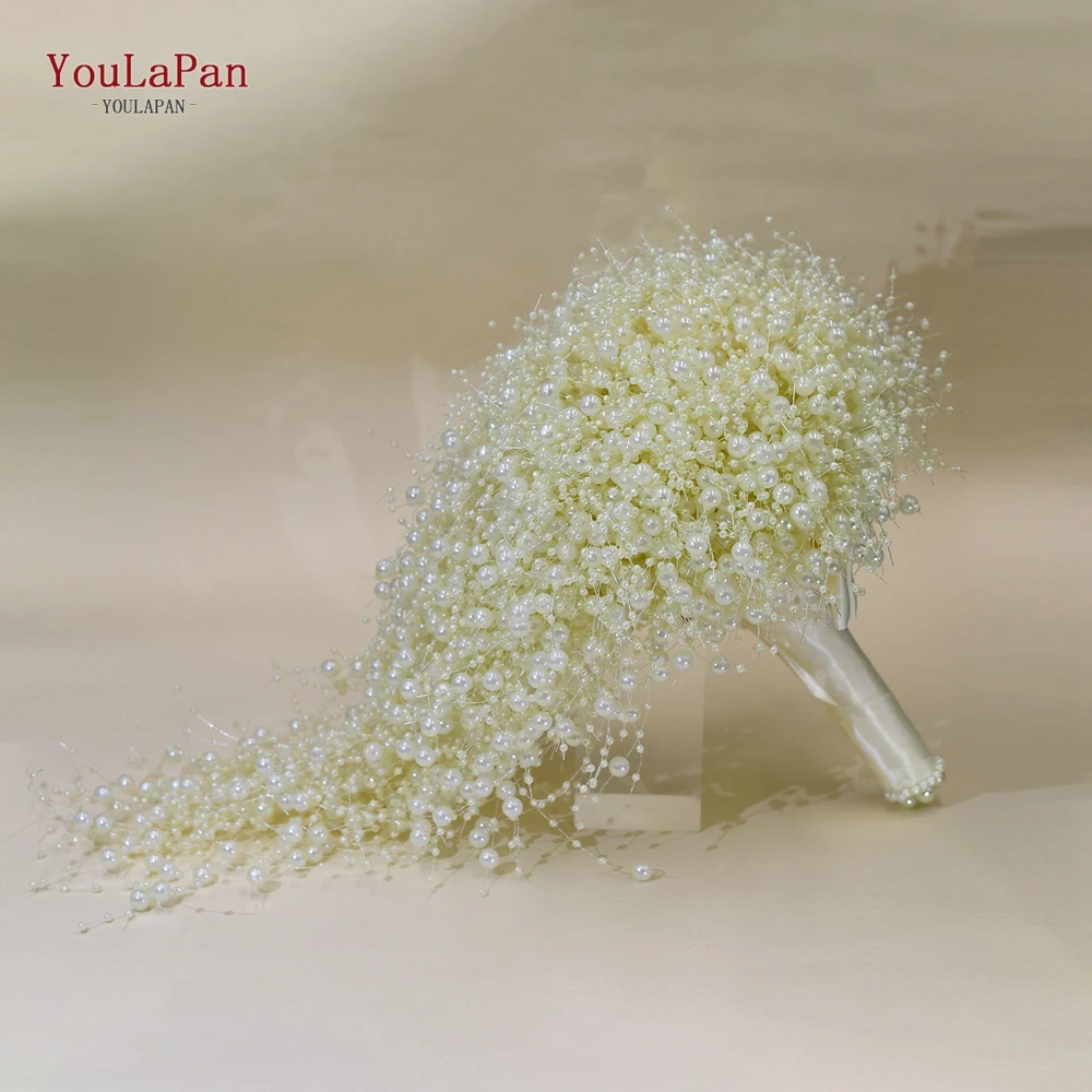 YouLaPan Handmade Bridal Bouquet Full Pearl White Wedding Bouquet Bridal Wedding Accessories Bride Hand Bouquet HF24