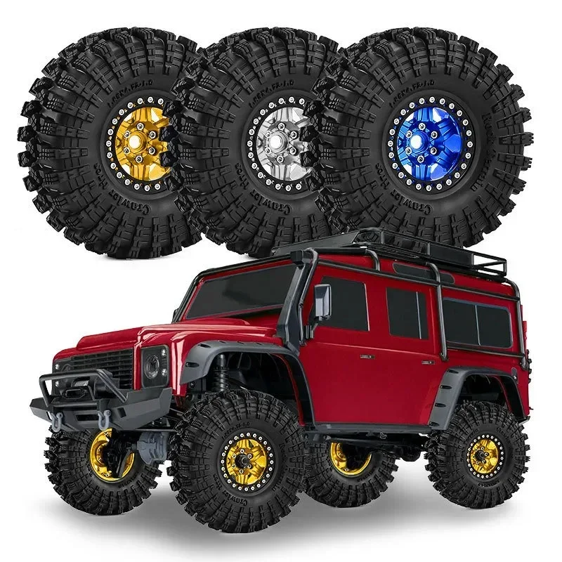 Metal 1.9 Beadlock Wheel Rim Tires Set for 1/10 RC Crawler Car Axial SCX10 III AXI03007 90046 TRX-4 Redcat GEN 8