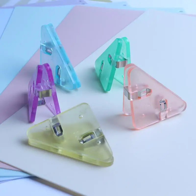 

Kawaii 5pcs Triangle Corner Clips File Paper Clips File Index Photo Clamp Page Holder Korean Stationery Office Desk Organizer