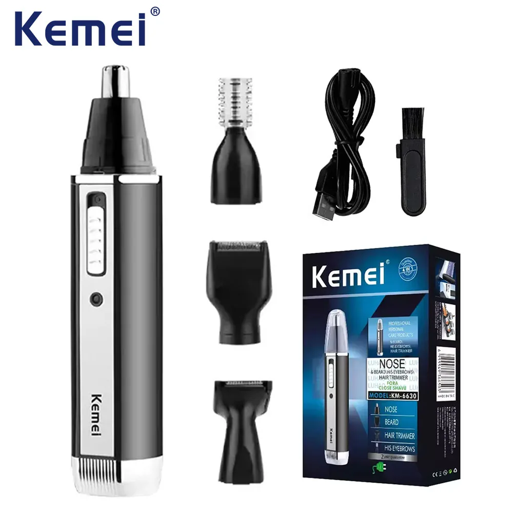 Kemei KM-6630 Multi-functional 4 In 1 Electric Nose Hair Trimmer Rechargeable Sideburns Clipper   Eyebrow Shavers Men Face Care