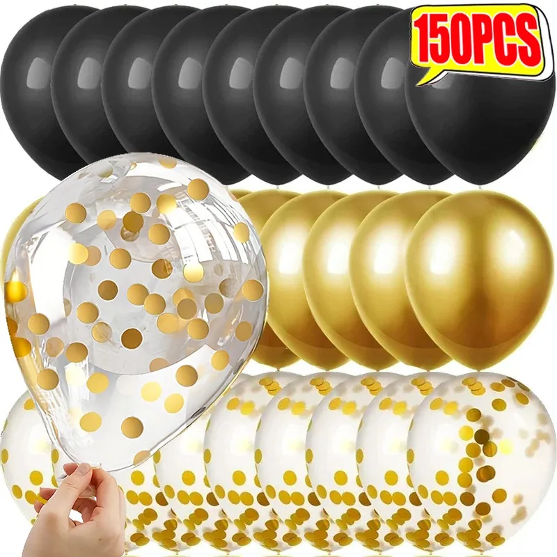 Wholesale Latex Balloon with Metallic Golden Confetti Shiny Sequin Inflatable Balloon for Celebration Wedding Birthday Christmas