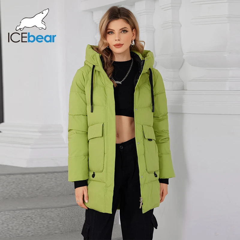 ICEbear Women's Padded Jacket New Winter 2024 with Hooded Zipper Stylish Warm Jacket Women's Jacket GWD3781I