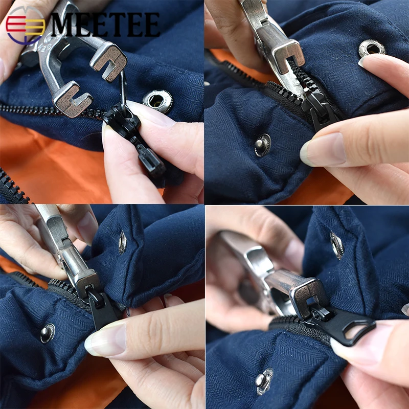 

1Pc Meetee 304 Stainless Steel Metal Zipper Pliers Zippers Install Stop Bag Garment Zips Repair Tool Kits DIY Sewing Accessories