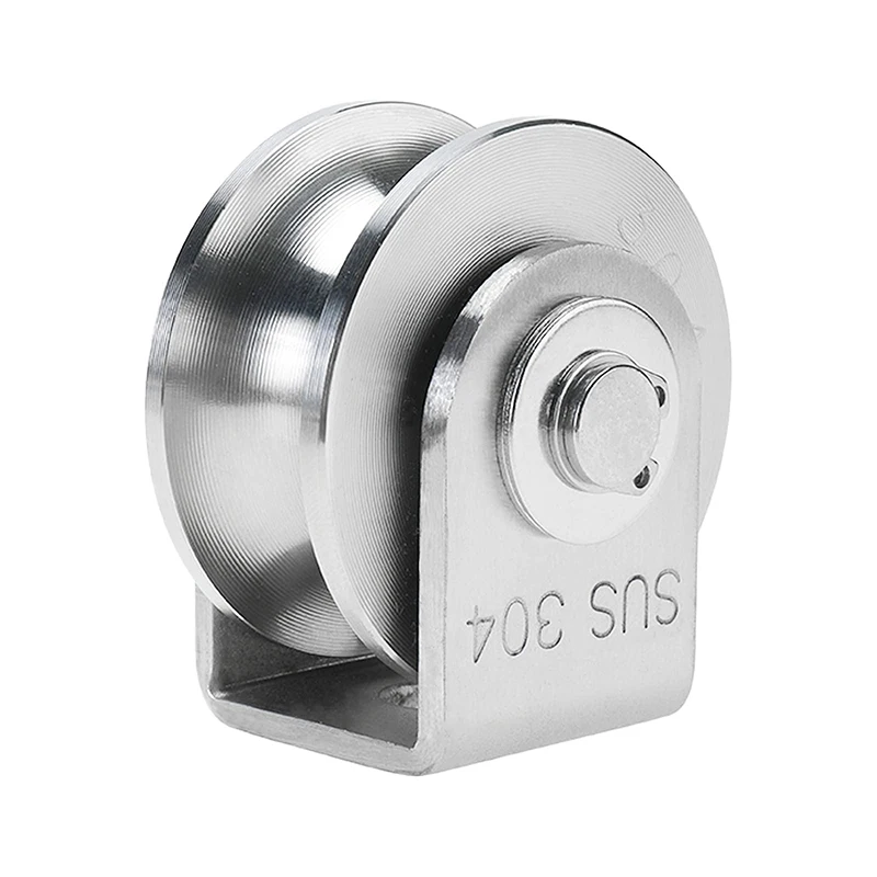 Pulley Block U Type Single Wheel Pulley Roller 304 Stainless Steel Loading  360 Degree Rotation Heavy Duty Grooved Wheel