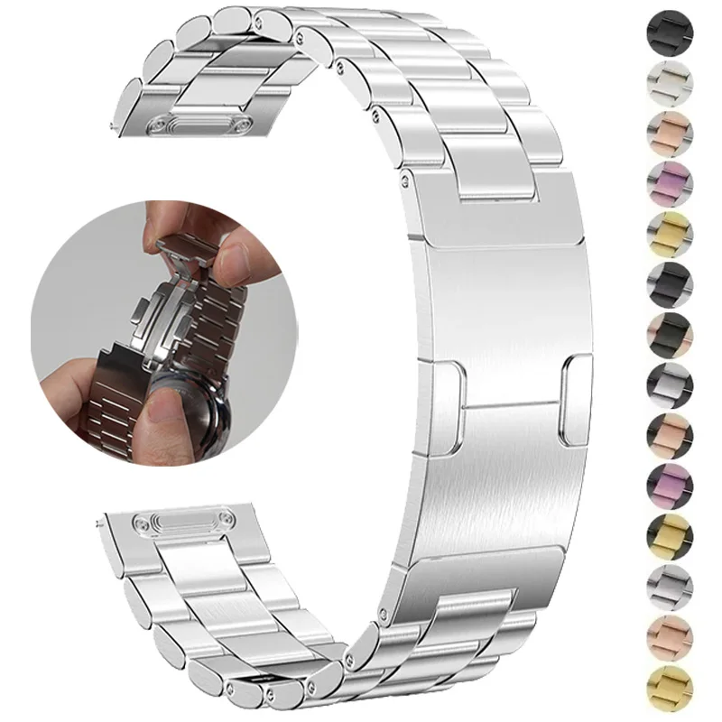 22mm Armband für Samsung Galaxy Watch 46mm Gear S3 Armband Active2 44mm Edelstahl-Armband für Amazfit BIP 5/6 für Xiaomi Correa