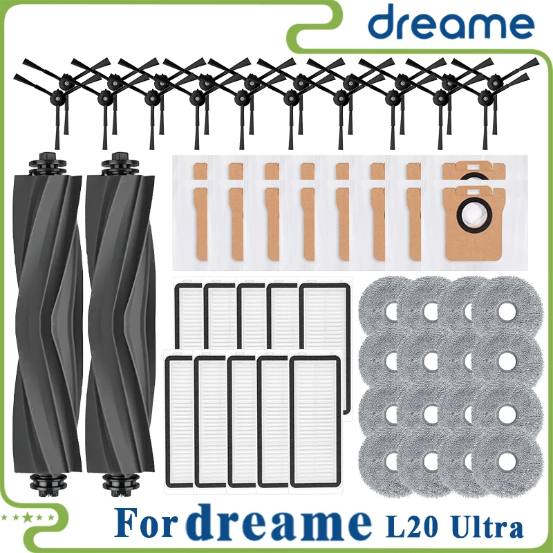 Dreame Bot L20 Ultra / L30 Ultra / X20 Pro Supplies Main Side Brush Mop Cloths Hepa Filter Dust Bags Accessories Parts