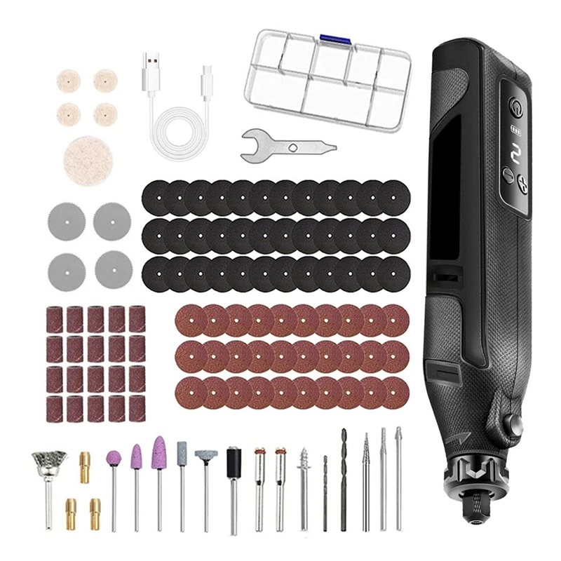 rabit-as59~-electric-rotary-tool-kit5-speed-digital-display-113pcs-rechargeable-grinder-for-engraving-cutting-polishing-for