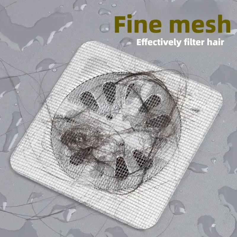 10 pièces attrape-cheveux jetables pour douche, couvre-drain de douche en maille, filtre d'évier de sol, autocollant en maille, accessoires de salle de bain