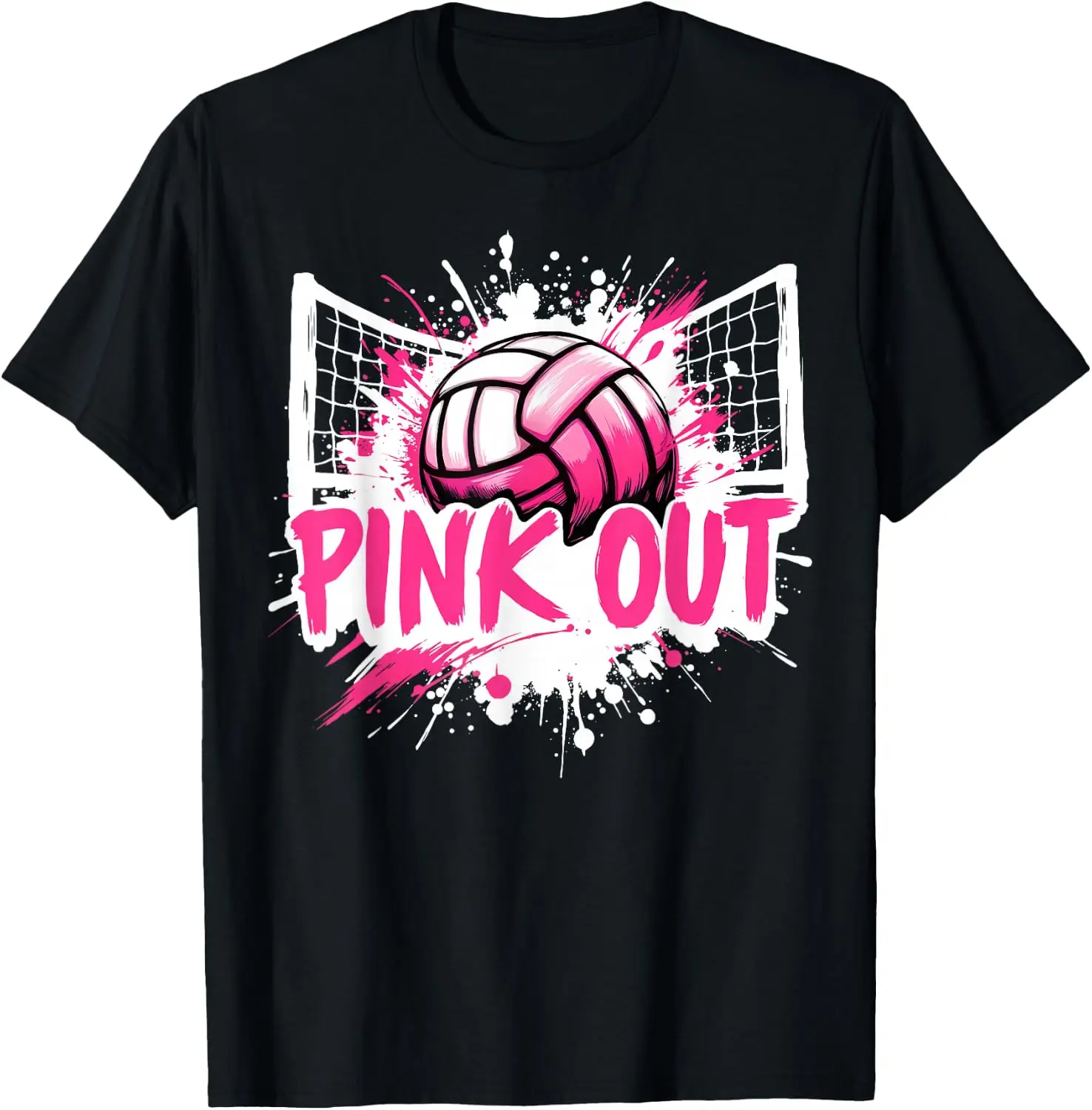 Pink Out Volleyball Breast Cancer Awareness Men Women Kids T-Shirt Cute Halloween Pumpkin Short-Sleeve Tee: Fun, Breathable, Pure Cotton, Stylish—Perfect for Sports, Lounging, or Casual Wear.