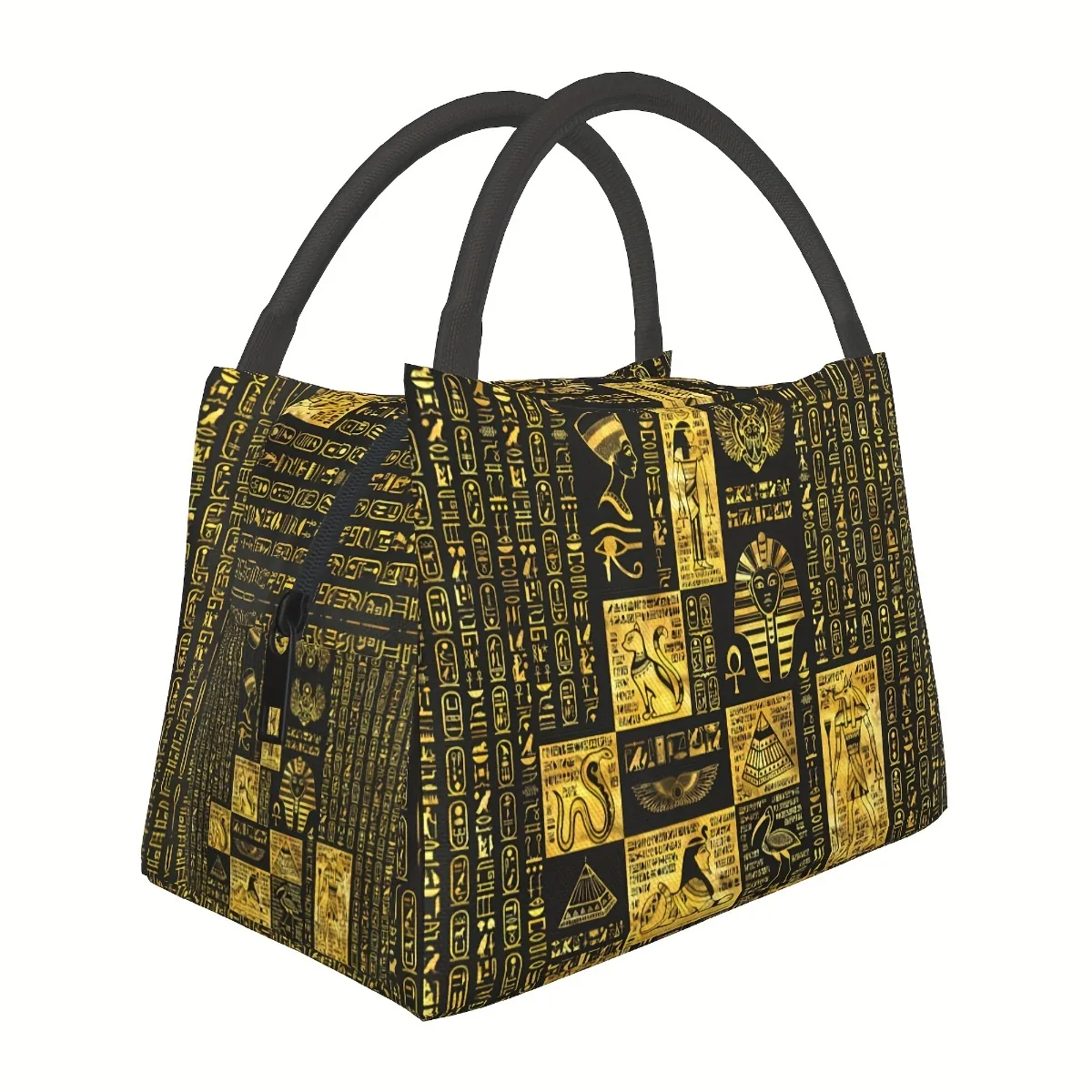 

1pc Egyptian-Themed Insulated Lunch Bag – Portable & Reusable Cooler Tote With Hieroglyphic Patterns For Work, Picnic, Beach