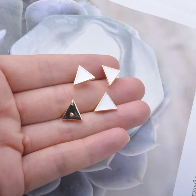 10 Stück Kupfer 18k vergoldete Emaille-Dreieck-Ohrringverbinder Ohrstecker-Set für die Herstellung von Ohrringen und Schmuck DIY – Detail 8