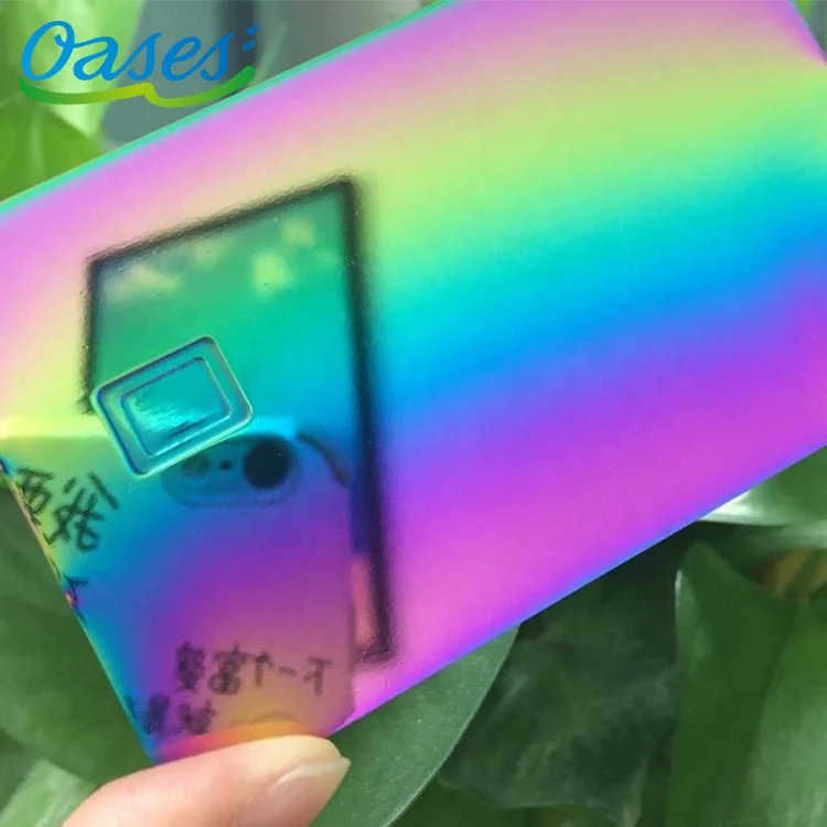 Customized query Customized Creative Laser Engraved Stainless Steel Electroplating Shiny Rainbow Mirror Metal Credit Debit Blank
