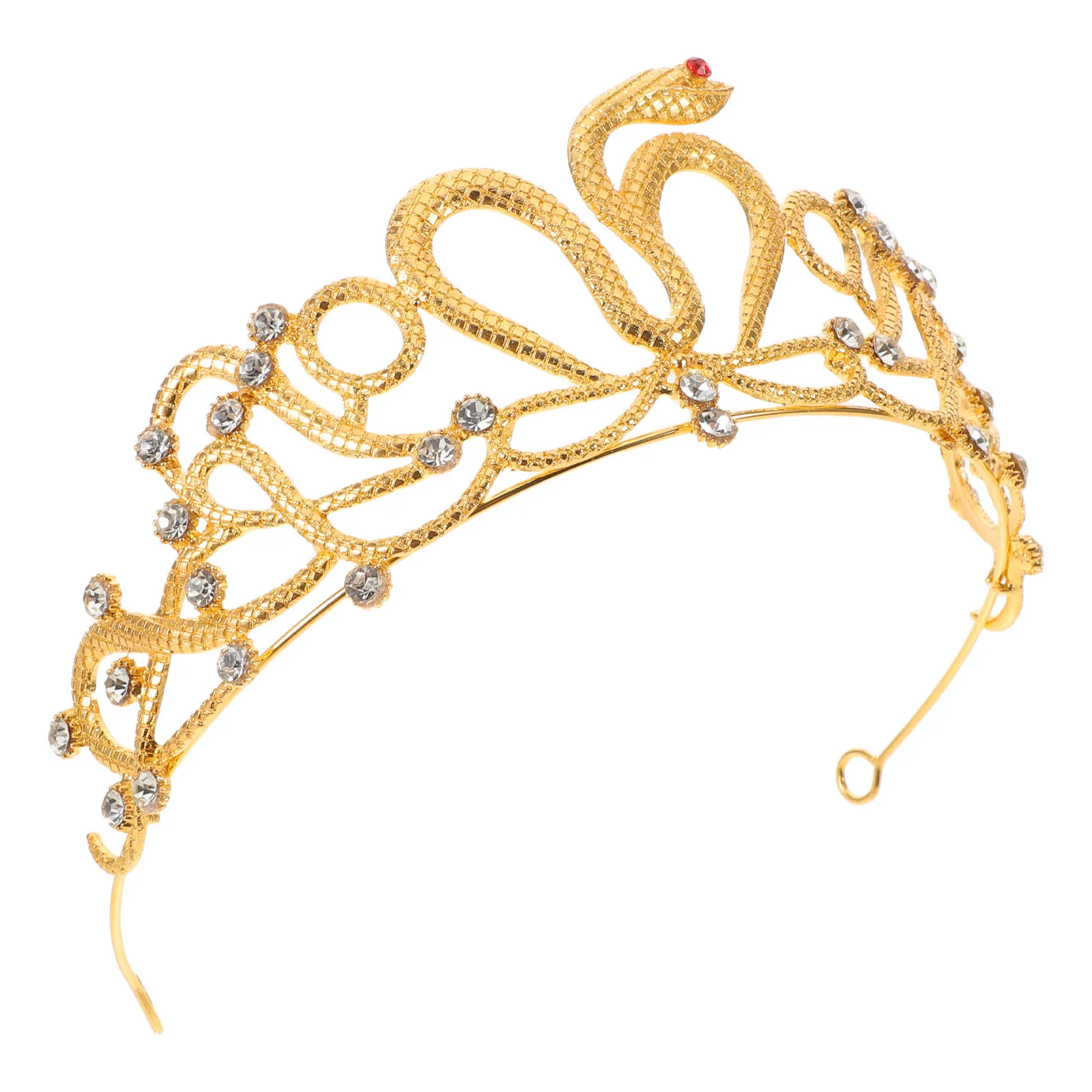 Corona de serpiente para novia, Tiara nupcial con diamantes de imitación, tocado, accesorio para el cabello egipcio, bisutería para fiesta de cumpleaños para mujer