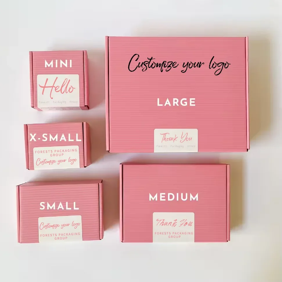 Free sample custom logo pink color cosmetic corrugated packaging mailer box shipping box paper box