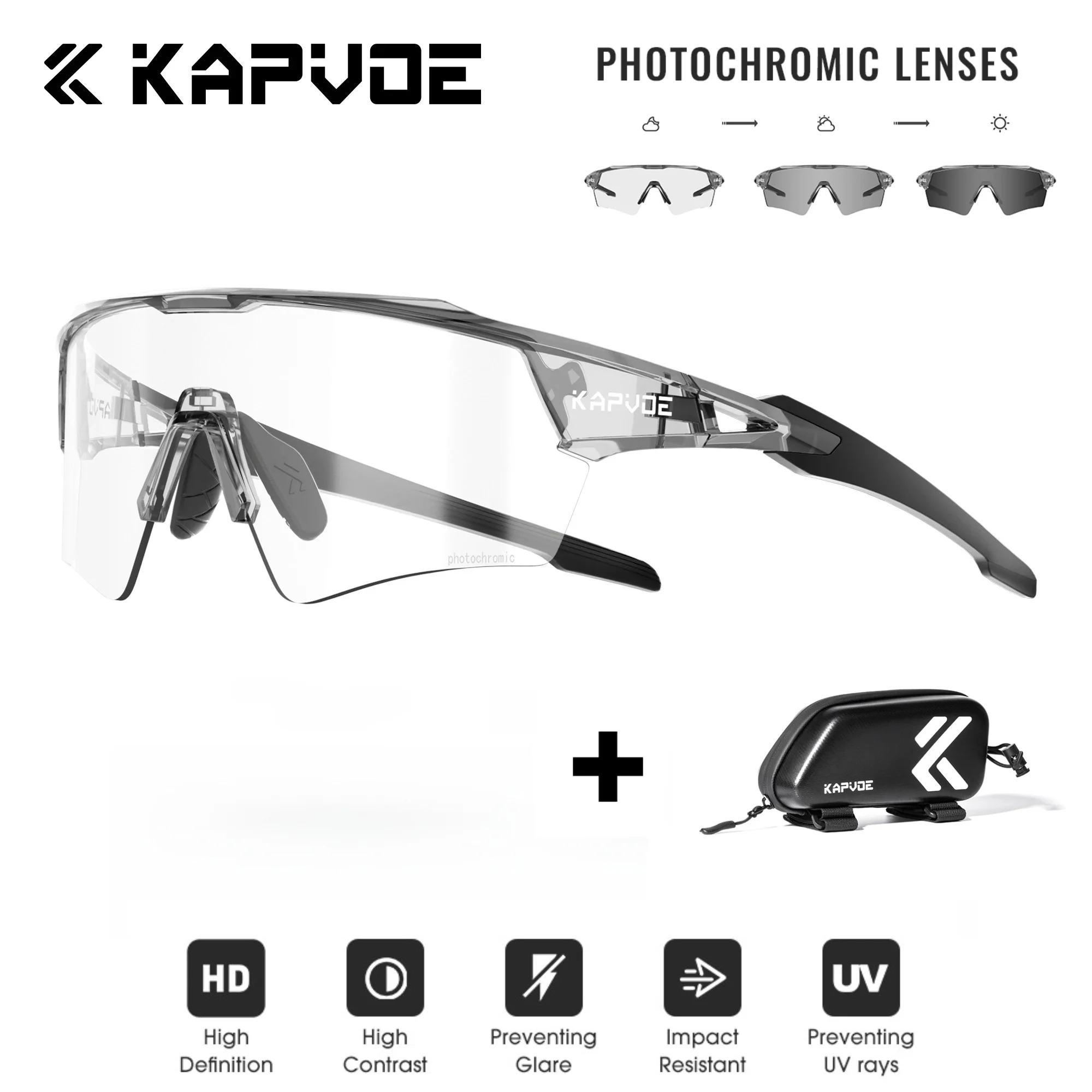 

Kapvoe HD фотохромные велосипедные очки с подсветкой UV400 солнцезащитные очки для мужчин и женщин велосипед MTB уличные очки для верховой езды вождение бег