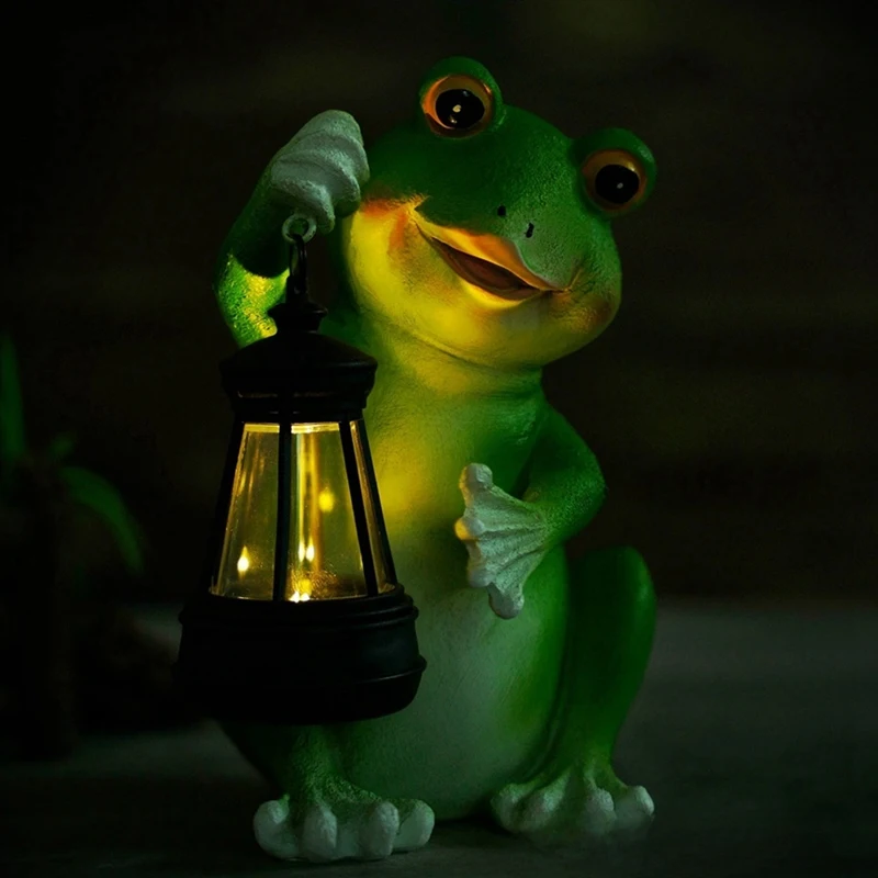 시뮬레이션 개구리 동물 태양광 랜턴 정원 안뜰 집 발코니 현관 레진 장식품-SPMI