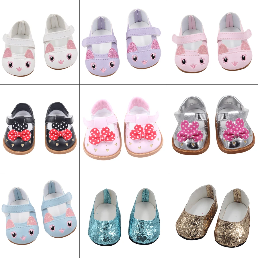 Cute Doll Shoes 7cm Bow Cartoon Pattern Mini Shoes For 18 Inch American& 43cm Dolls Og Children Toy 1/3 BJD Shoes Kids Gift