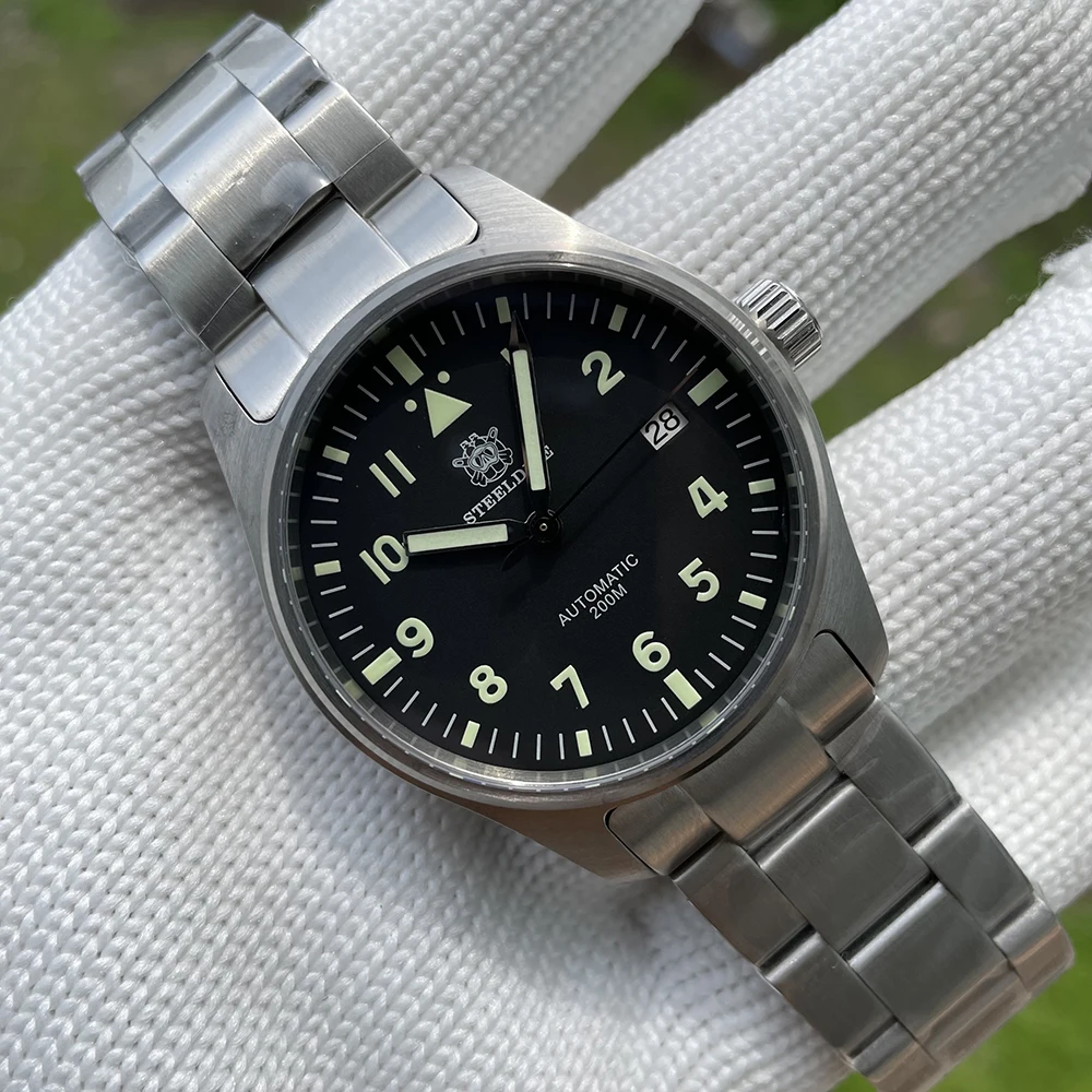 Automatic Mechanical Men\'s watch Sapphire Crystal Stainless Steel NH35 Pilot watch1940 Leather Waterproof automatic watch men