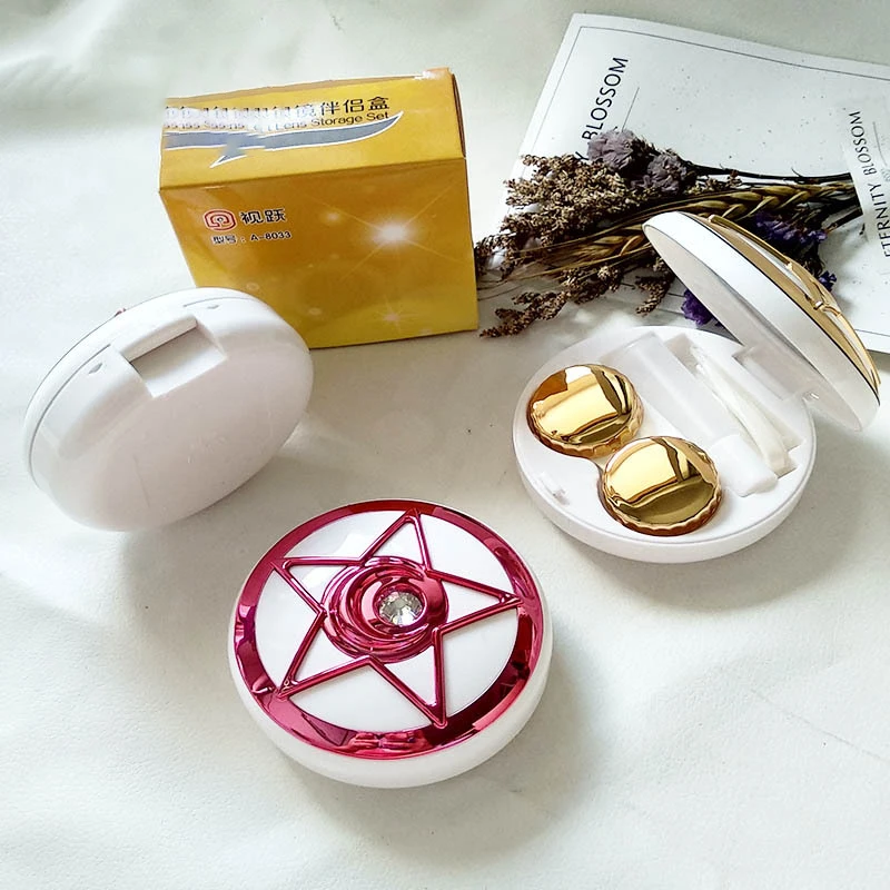 Marble Pattern Contact Lens Box Round High-end Color Contact Lens Care Water Box Color Contact Len Double Box Storage Mirror Box