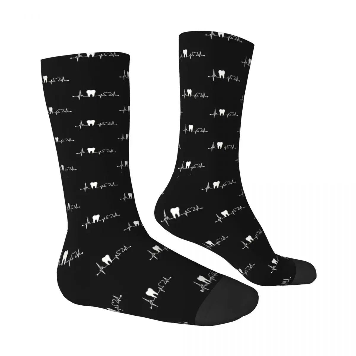 Calcetines de dientes blancos para hombre y mujer, medias con estampado de latido de corazón DENTAL, Invierno