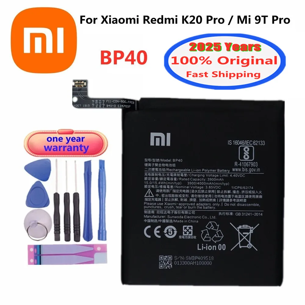 2025 Years 4000mAh BP40 Original Battery For Xiaomi Redmi K20 Pro / MI9T Mi 9T Pro Replacement Phone Battery Bateria + Tools