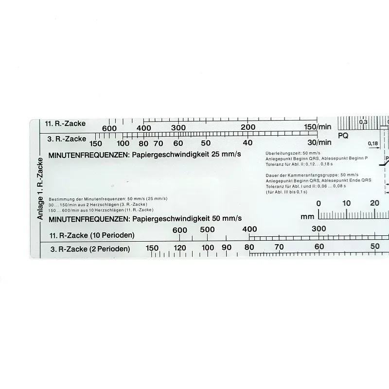 Regla de electrocardiograma ECG, herramienta de medición de análisis agregado de frecuencia cardíaca, suave y transparente, para enfermería, 24x5cm