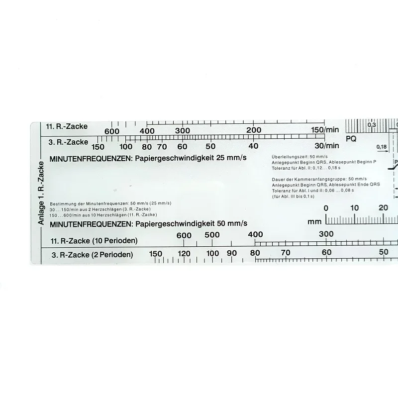 Electrocardiogram ECG Ruler Cardiogram Transparent Soft Heart Rate Ruler Aggregate Analysis Measuring Tool for Nursing 24*5cm